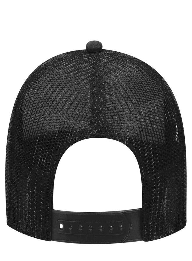 OTTO Wholesale 12 x Cap 5 Panel Mid Profile Mesh Back Trucker Hat (003 - Black) (OSFM - Adult) - Image 3
