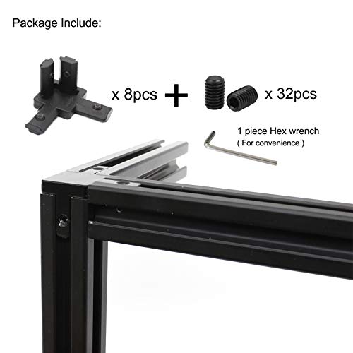 BLCCLOY 8Pcs 2020 Aluminum Extrusion T Slot Corner Bracket 20 Series Extruded Hardware 3 Way Tri Connector with Set Screw for 20/20 2040 T V Slot Black Aluminum Profile Frame Fitting - Image 2