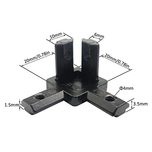 BLCCLOY 8Pcs 2020 Aluminum Extrusion T Slot Corner Bracket 20 Series Extruded Hardware 3 Way Tri Connector with Set Screw for 20/20 2040 T V Slot Black Aluminum Profile Frame Fitting - Image 3