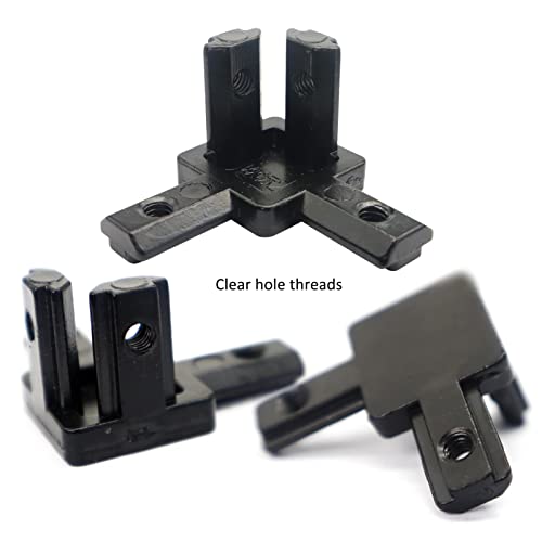 BLCCLOY 8Pcs 2020 Aluminum Extrusion T Slot Corner Bracket 20 Series Extruded Hardware 3 Way Tri Connector with Set Screw for 20/20 2040 T V Slot Black Aluminum Profile Frame Fitting - Image 4