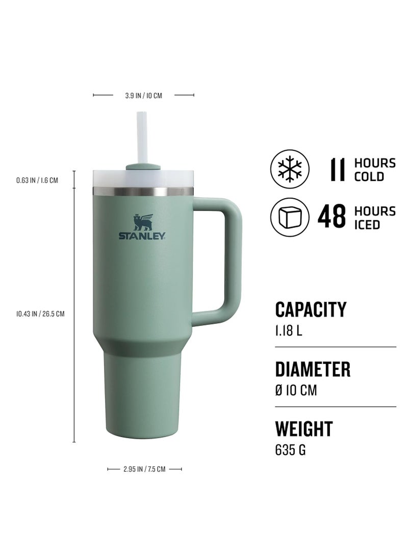 Stanley - Quencher H2.0 FlowState™ Tumbler 1.2L – Shale – Large Vacuum Insulated Stainless Steel Travel Mug with Straw, Lid & Carry Handle – Cold for 11 Hours, Iced for 48 Hours, Dishwasher Safe – Reusable Water Bottle for Hot or Cold Drinks - Image 1