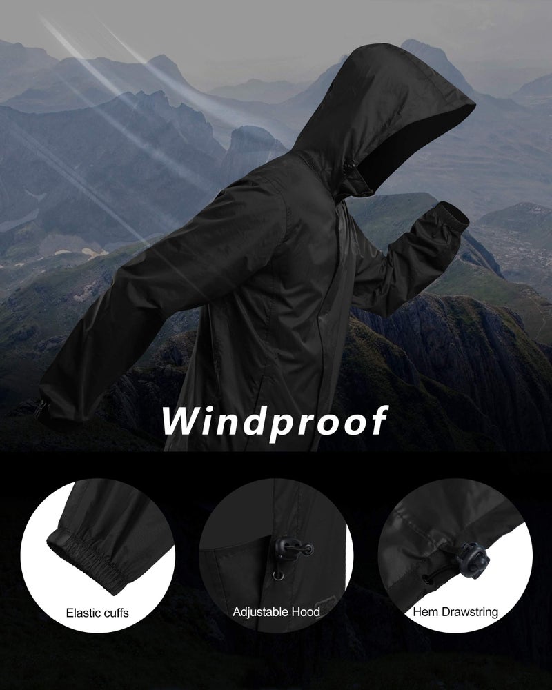 Outdoor Ventures Men's Rain Jacket Waterproof Lightweight Packable Rain Shell Raincoat with Hood for Golf Hiking Travel - Image 3