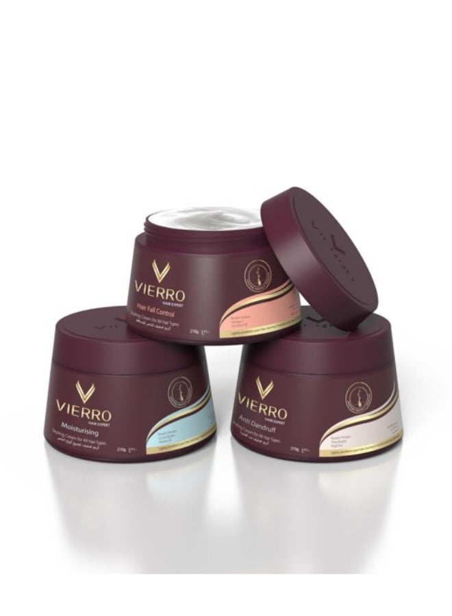 Vierro Intensive Hair Styling and Moisturizing Cream for Protein Protection, 210g, 3 pieces - Image 1