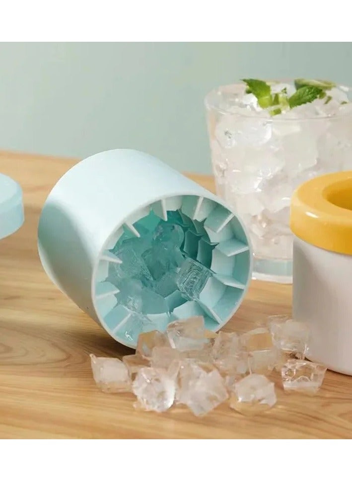 1 قطعة قالب مكعبات الثلج من السيليكون، شبكة ثلج أسطوانية، كوب صنع الثلج، دلو ثلج، أداة صنع الثلج المنزلية لفصل الصيف، صانعة ثلج للتجميد في الثلاجة، أدوات قالب مكعبات الثلج للمطبخ والبار، تصنع مكعبات ثلج مثالية الشكل مع قالب سيليكون سهل الإخراج، يتسع حتى 60 مكعبًا. - Image 2