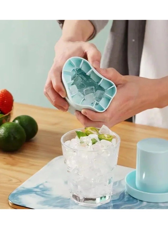 1 قطعة قالب مكعبات الثلج من السيليكون، شبكة ثلج أسطوانية، كوب صنع الثلج، دلو ثلج، أداة صنع الثلج المنزلية لفصل الصيف، صانعة ثلج للتجميد في الثلاجة، أدوات قالب مكعبات الثلج للمطبخ والبار، تصنع مكعبات ثلج مثالية الشكل مع قالب سيليكون سهل الإخراج، يتسع حتى 60 مكعبًا. - Image 4