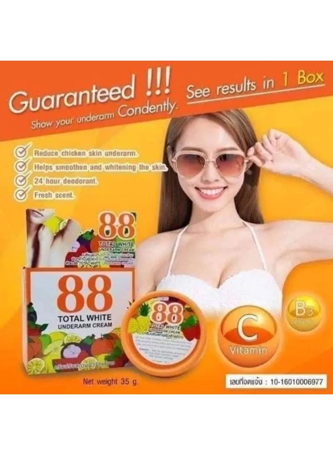 88 Total White Underarm Cream – Thai Whitening Deodorant Cream | Brightens Dark Underarms, Reduces Odor & Sweat, Smooth Skin Care - Image 2