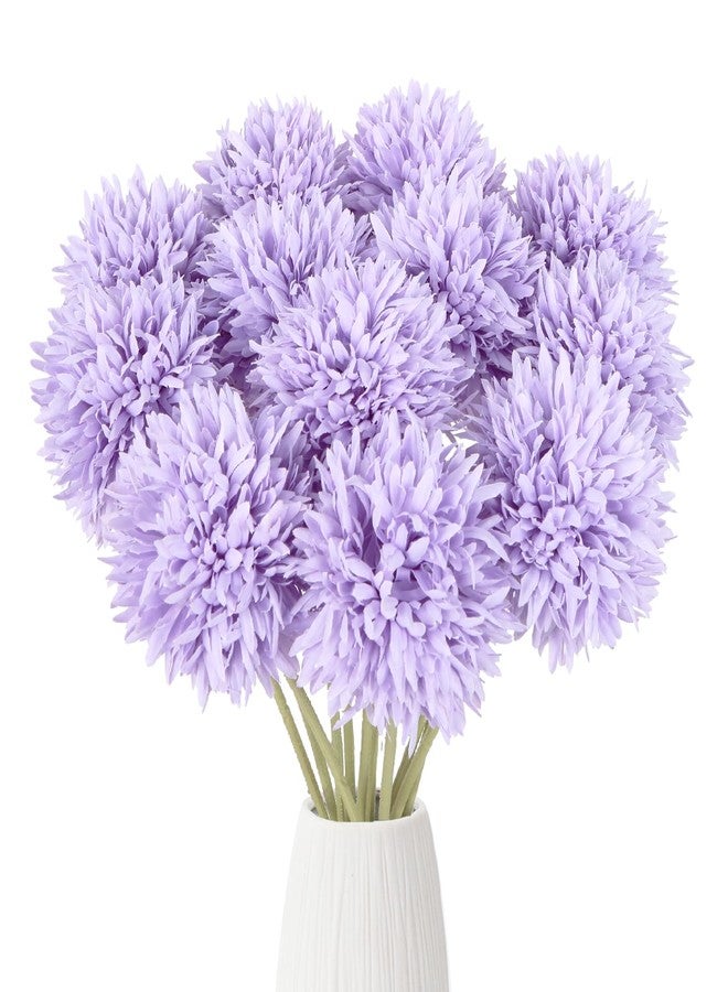 IPOPU 12PCS Artificial Chrysanthemums Balls Flower17.3’’ Purple Faux Mums Silk Flowers with Stems for Wedding Bouquet Home Party Garden Outdoor Decoration(Purple) - Image 1