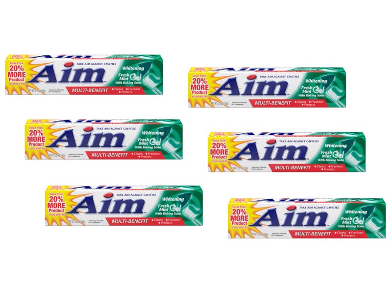 Aim Toothpaste 6 oz Tube (pack of 6) Fresh Mint gel - Image 1
