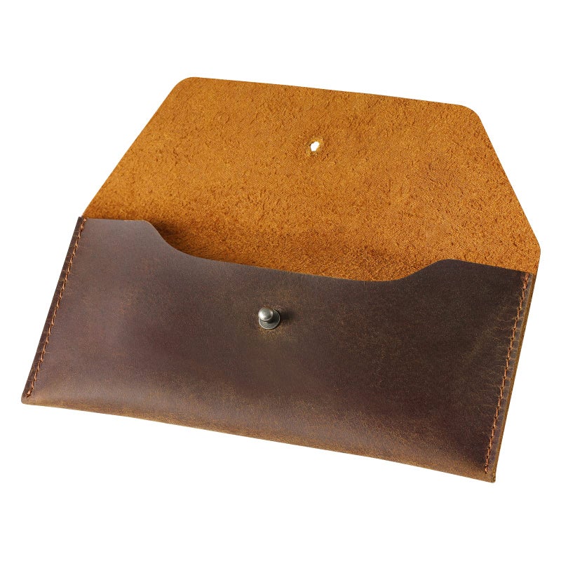 Ringsun Leather Money Cash Envelopes Wallet for Men, Money Bag Pouch Reusable Budget Envelope Wallet, Retro Clutch Wallet, Brown - Image 1