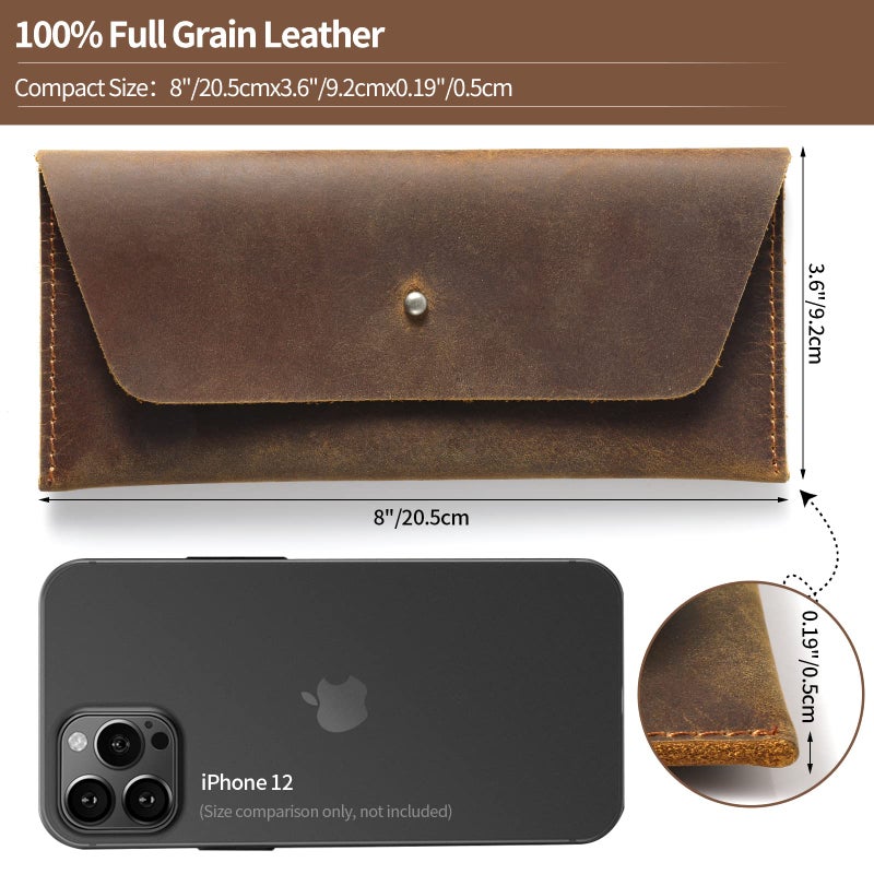 Ringsun Leather Money Cash Envelopes Wallet for Men, Money Bag Pouch Reusable Budget Envelope Wallet, Retro Clutch Wallet, Brown - Image 2