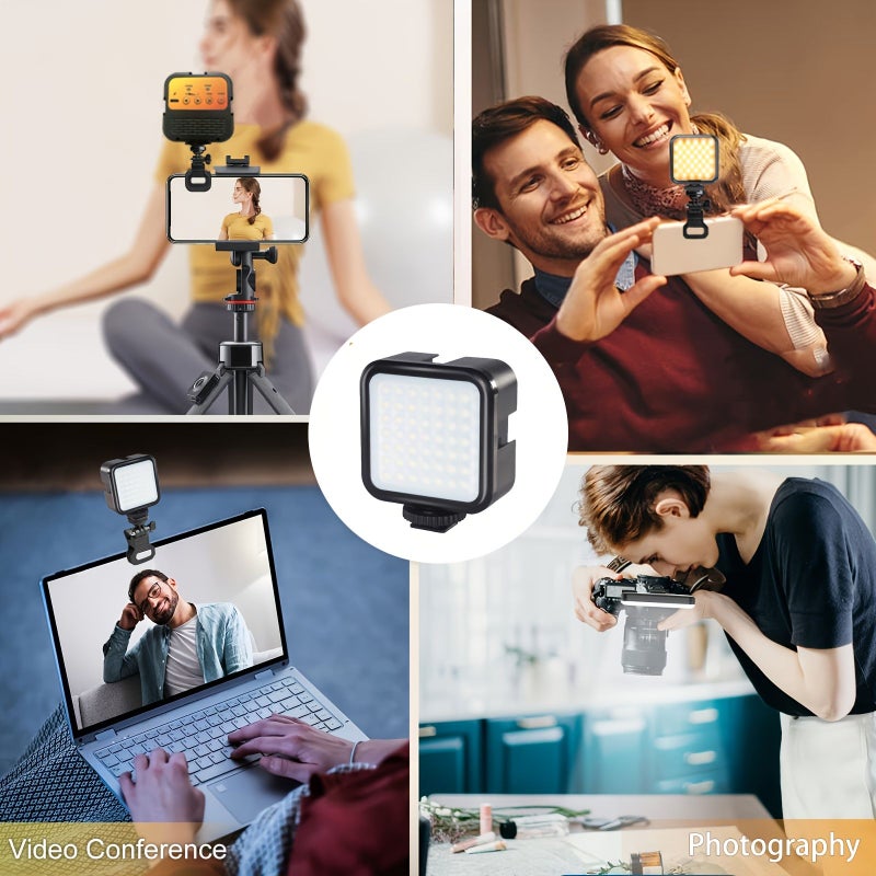 زومي ضوء فيديو إل إي دي محمول بشاحن يو إس بي مع إضاءة آر جي بي، لوحة ضوء كاميرا باللون الأسود - Image 5