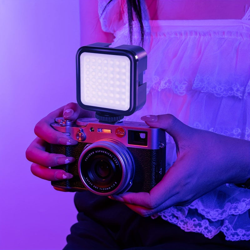 زومي ضوء فيديو إل إي دي محمول بشاحن يو إس بي مع إضاءة آر جي بي، لوحة ضوء كاميرا باللون الأسود - Image 4