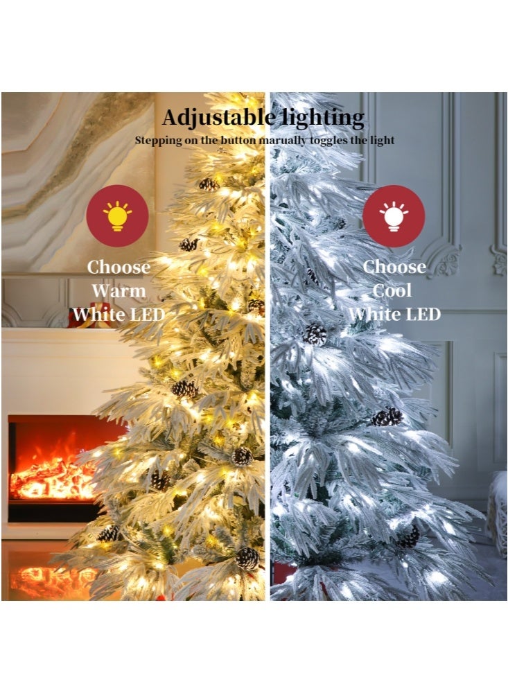 GGEROU شجرة عيد الميلاد الاصطناعية المغطاة بالثلج مسبقة الإضاءة 3.9 قدم/1.2 متر مع 411 نصيحة من PE PVC، أبيض دافئ وأبيض بارد، سهلة التجميع، شجرة عيد الميلاد بمفاصل مع قاعدة معدنية - Image 5