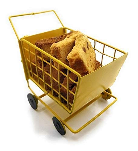 BOGEN LITE BOGEN LITE Metal Shopping Cart Shape Platter Trolley for Kitchen Dinning Table Serving Platter Specially Designed to Serve Biscuits Popcorns Snacks Pakoras Finger Chips etcYellow - Image 1