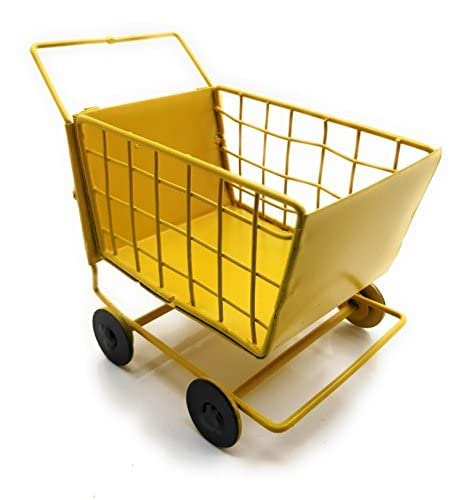 BOGEN LITE BOGEN LITE Metal Shopping Cart Shape Platter Trolley for Kitchen Dinning Table Serving Platter Specially Designed to Serve Biscuits Popcorns Snacks Pakoras Finger Chips etcYellow - Image 3