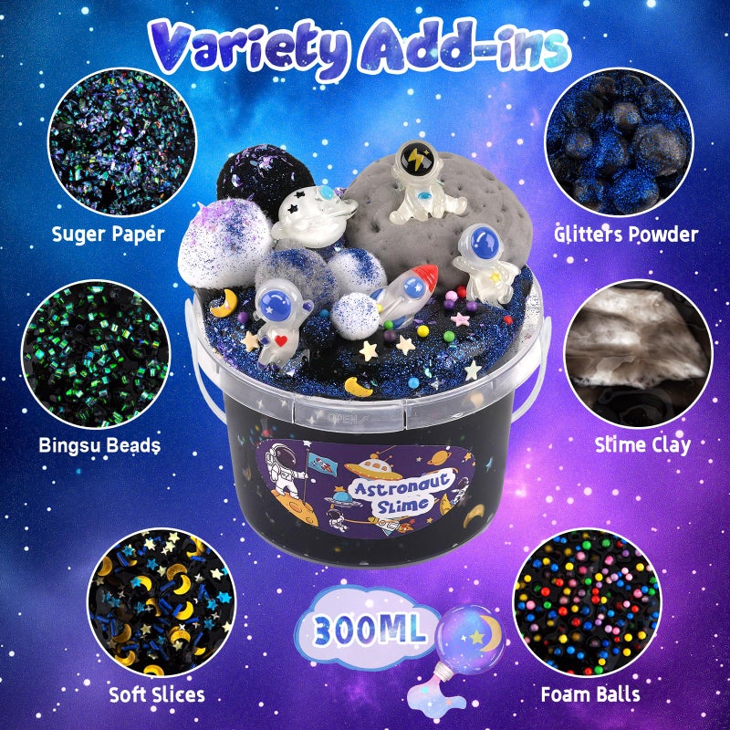 Okaybee Astronaut Galaxy Slime for Kids, Big Slime Bucket with Clay, Glow in The Dark Slimes Kit for Girls and Boys Ages 8-12, Slimes Party Favors for Birthday Easter, Sensory DIY Toys - Image 5