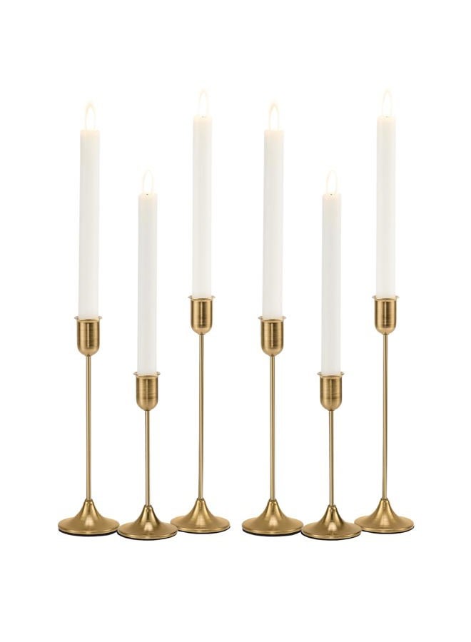 Batoslee Candlestick Holders, Taper Candle Holders Set of 6, Vintage Gold Candle Sticks Holder Decor for Table Centerpiece, Fireplace Mantel, Weddings & Housewarming Décor with Gift Box - Image 1