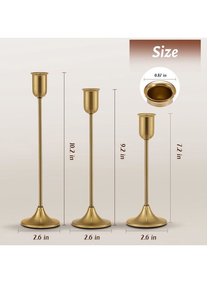 Batoslee Candlestick Holders, Taper Candle Holders Set of 6, Vintage Gold Candle Sticks Holder Decor for Table Centerpiece, Fireplace Mantel, Weddings & Housewarming Décor with Gift Box - Image 3