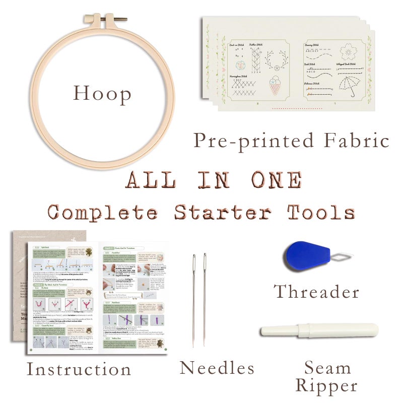 TenDawn Basic Embroidery Starter Kit â€“ 12 Essential Stitches, Fabric Practice Book for Beginners, Easy Entry Sewing Set - Image 4