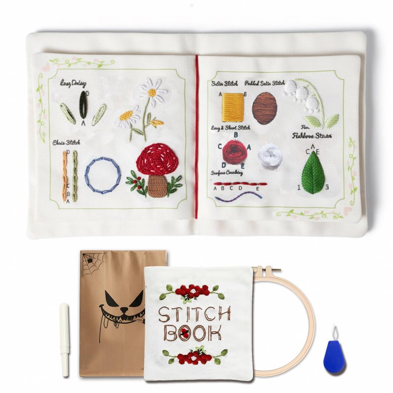 TenDawn Basic Embroidery Starter Kit â€“ 12 Essential Stitches, Fabric Practice Book for Beginners, Easy Entry Sewing Set - Image 1