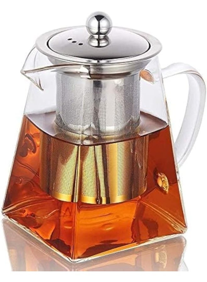 Spaceshoop Glass Tea Pot with Strainer Glass Pot Loose Leaf and Fruit Tea Scented Tea 950ml Stovetop & Microwave Safe  Ideal for Meetings and Blemish Free - Image 1