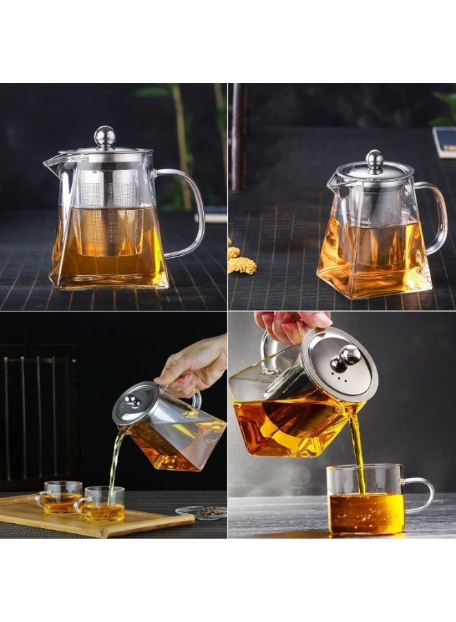 Spaceshoop Glass Tea Pot with Strainer Glass Pot Loose Leaf and Fruit Tea Scented Tea 950ml Stovetop & Microwave Safe  Ideal for Meetings and Blemish Free - Image 4