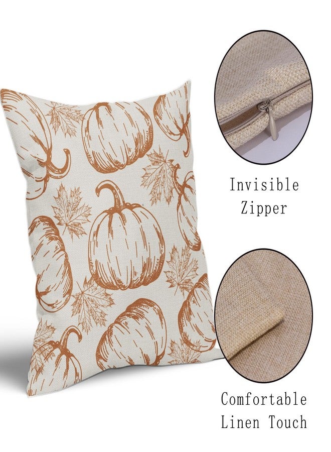 Sivirary Fall Thanksgving Harvest Pillow Covers 18x18 Inch Set of 2 Burnt Orange Pumpkin Print Decorative Throw Pillowcases Outdoor Farmhouse Autumn Themed Cushion Cases Decor for Sofa Couch Bed - Image 4