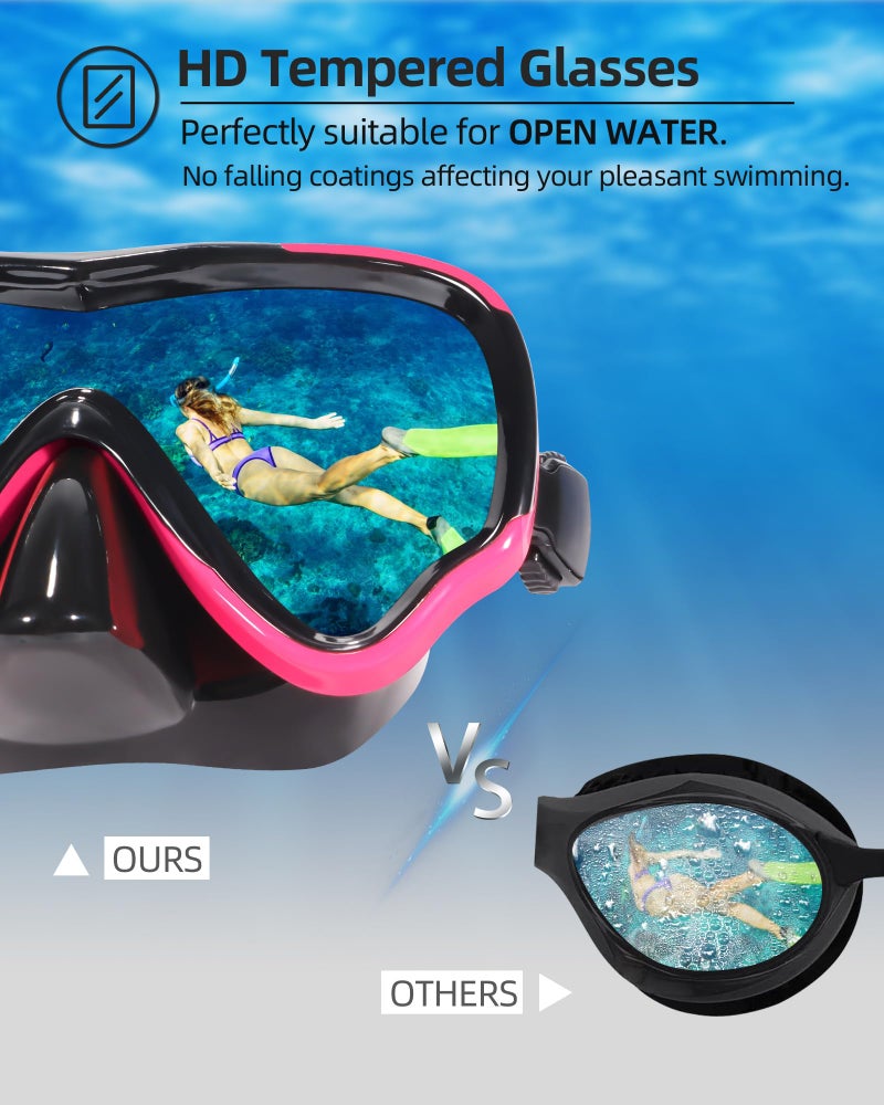 EverSport Swim Goggles Adult with Nose Cover for Women Men No Leak, Anti-Fog Clear Wide View Diving Mask Open Water Pool Swimming Goggles Silicone Shower Goggles Youth Snorkel Junior Nose Goggles - Image 4