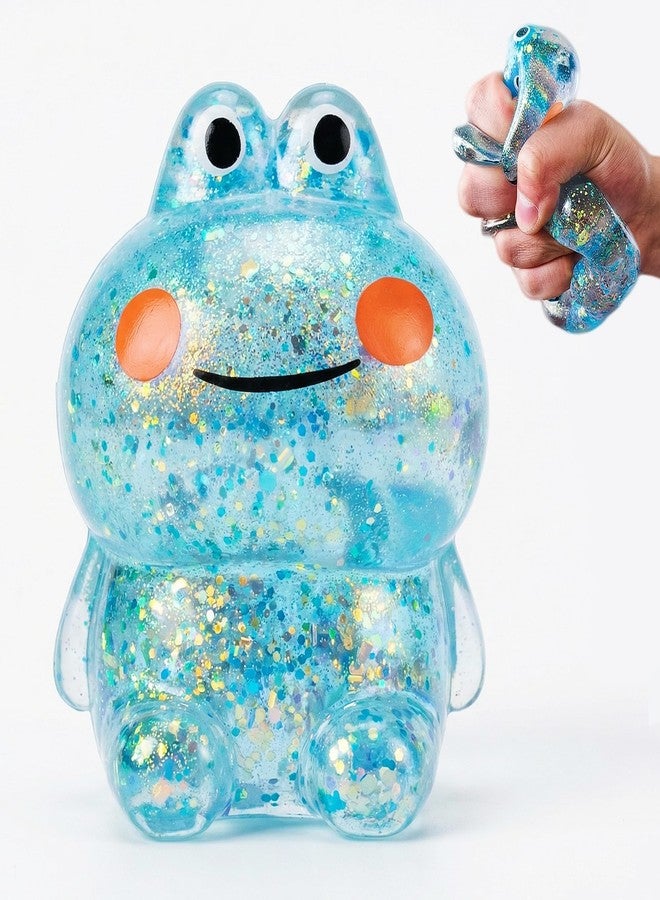 EVDERS 1Pcs Frog Squishy Stress Balls for Kids Adults Stretchy Fidget Ball for Anxiety Stress Relief Hand Therapy Sensory Squishy Ball Squeeze Fidgets for Party Favors Classroom Prizes (Blue) - Image 1