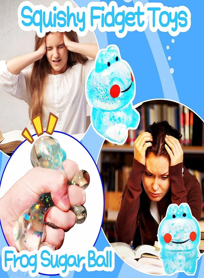 EVDERS 1Pcs Frog Squishy Stress Balls for Kids Adults Stretchy Fidget Ball for Anxiety Stress Relief Hand Therapy Sensory Squishy Ball Squeeze Fidgets for Party Favors Classroom Prizes (Blue) - Image 3
