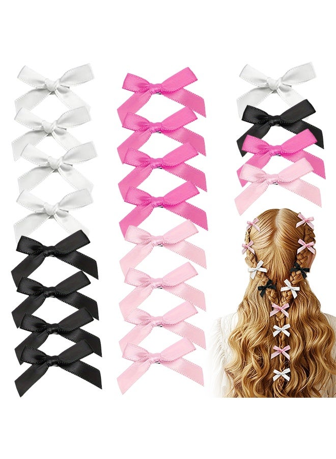 Mini Bow Hair Clips, Sweet Non-Slip Bow Hair Accessories for Women and Girls (White+Black+Rose Red+Pink) ,20-Piece - Image 1