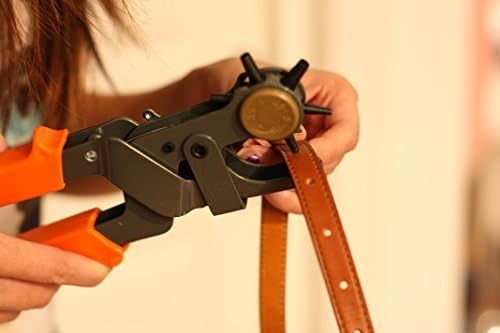 CARTIFY Punching Machine with 6 Hole Sizes for Leather Belts Watch Bands Bags Dog Collars Fabric Craft Projects Leather Puncher BlackRed Leather Punch Pliers - Image 4