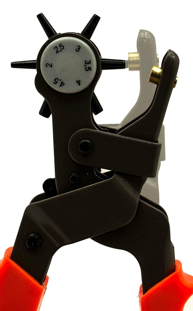 CARTIFY Punching Machine with 6 Hole Sizes for Leather Belts Watch Bands Bags Dog Collars Fabric Craft Projects Leather Puncher BlackRed Leather Punch Pliers - Image 2