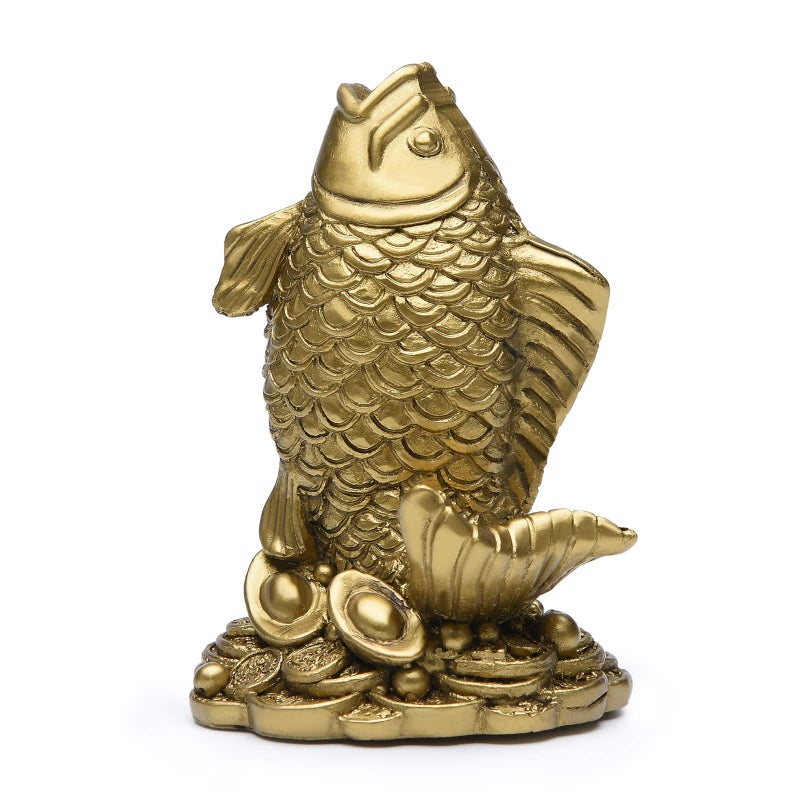 BRASSTAR Resin Feng Shui Fish Statue Wealth Carp Treasure Good Fortune Lucky Auspicious Home Office Decor Collection Gift TQZDPT64 - Image 1