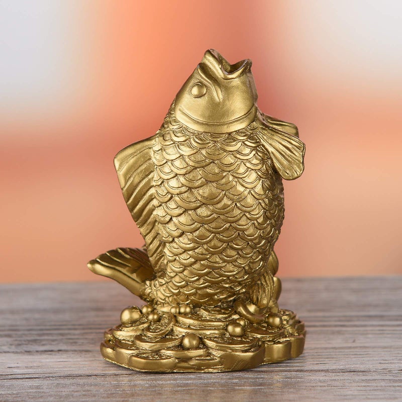 BRASSTAR Resin Feng Shui Fish Statue Wealth Carp Treasure Good Fortune Lucky Auspicious Home Office Decor Collection Gift TQZDPT64 - Image 3