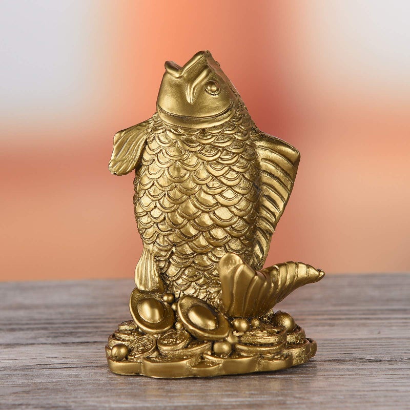 BRASSTAR Resin Feng Shui Fish Statue Wealth Carp Treasure Good Fortune Lucky Auspicious Home Office Decor Collection Gift TQZDPT64 - Image 4