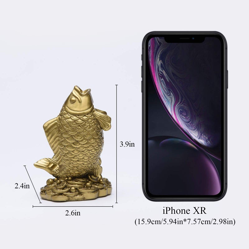 BRASSTAR Resin Feng Shui Fish Statue Wealth Carp Treasure Good Fortune Lucky Auspicious Home Office Decor Collection Gift TQZDPT64 - Image 2