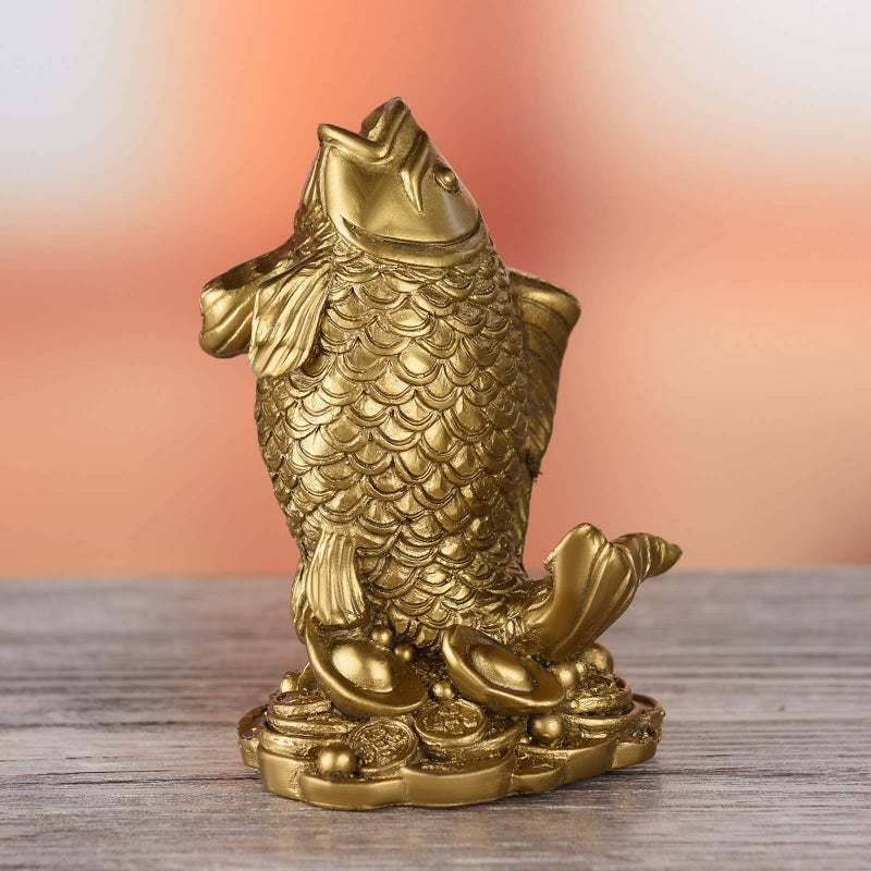 BRASSTAR Resin Feng Shui Fish Statue Wealth Carp Treasure Good Fortune Lucky Auspicious Home Office Decor Collection Gift TQZDPT64 - Image 5
