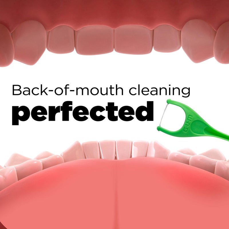 GUM Angled Floss Picks, Perfect for Tight Teeth, Extra Strong Shred-Resistant Dental Floss, Angled for Easy Reach, Dental Flossers for Adults, Fresh Mint Flavor, 75 Count - Image 4