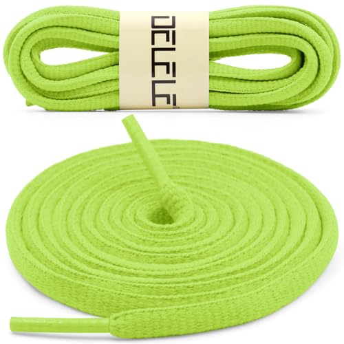 DELELE 2 Pair Oval Shoes laces Half Round 1/4" Athletic Shoelaces Shoe Strings Fluorescent Green-39 inch - Image 2