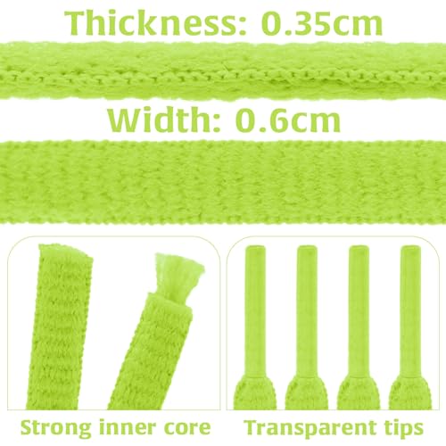DELELE 2 Pair Oval Shoes laces Half Round 1/4" Athletic Shoelaces Shoe Strings Fluorescent Green-39 inch - Image 3