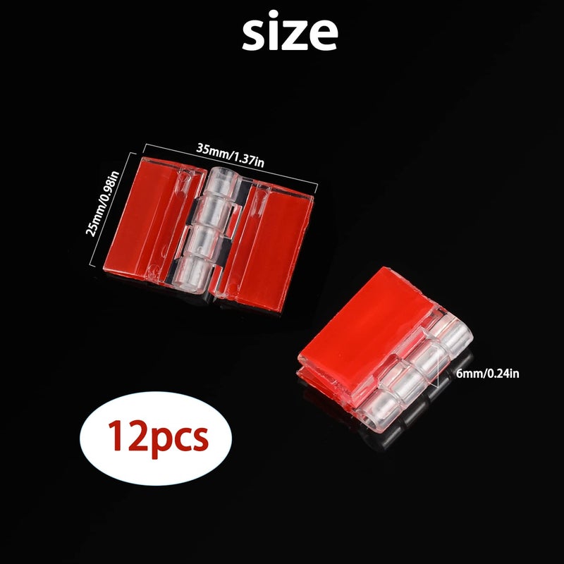 Sliverdew 12 Pcs Acrylic Small Hinges - Self Adhesive Clear Plastic Transparent Continuous Hinge Tools for Cabinet Drawer Furniture DIY Display Stand 35x25 mm - Image 2