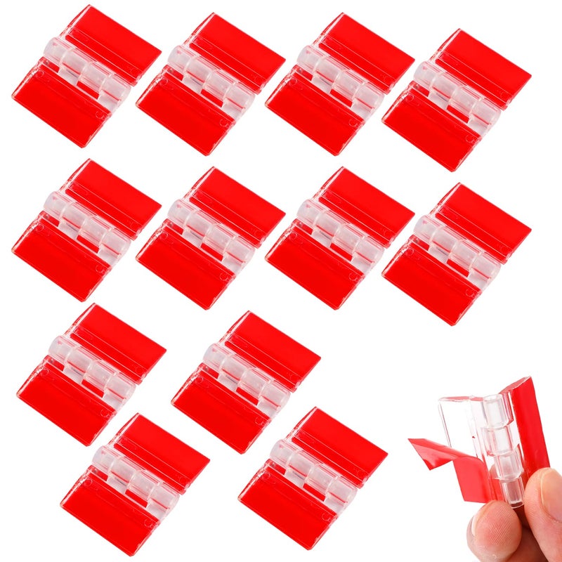 Sliverdew 12 Pcs Acrylic Small Hinges - Self Adhesive Clear Plastic Transparent Continuous Hinge Tools for Cabinet Drawer Furniture DIY Display Stand 35x25 mm - Image 1