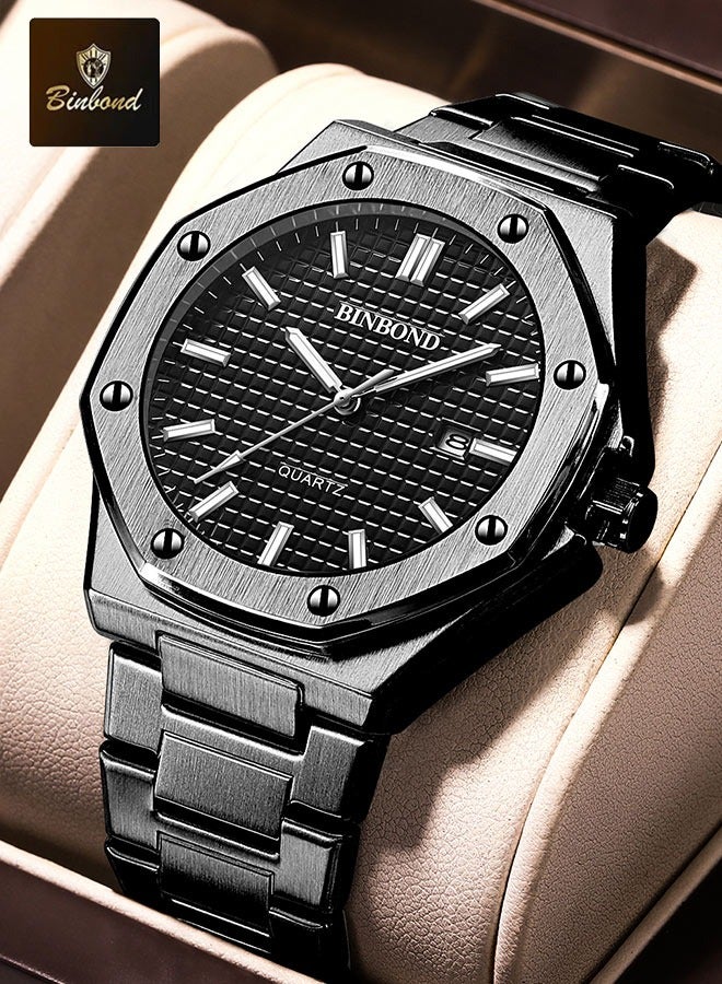 بينبوند ساعات رجالية كوارتز ساعة رجالية مقاومة للماء من الفولاذ المقاوم للصدأ ساعة رجالية كوارتز للأعمال - Image 1