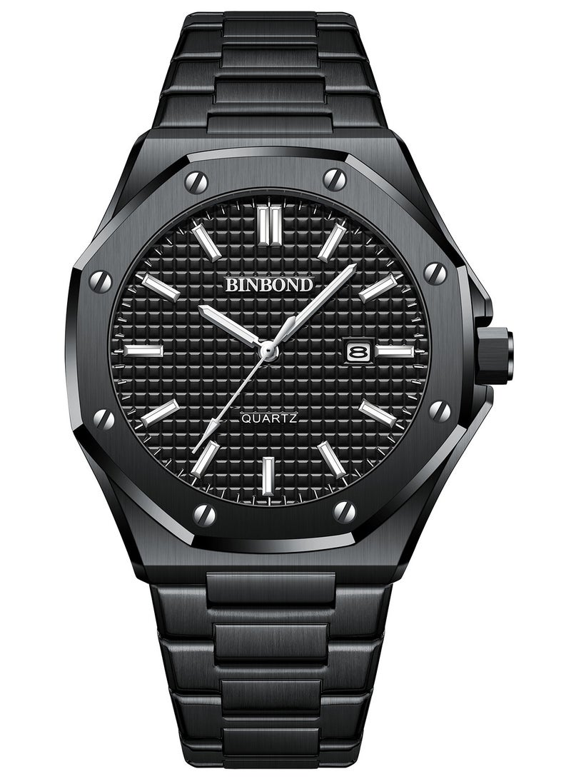 بينبوند ساعات رجالية كوارتز ساعة رجالية مقاومة للماء من الفولاذ المقاوم للصدأ ساعة رجالية كوارتز للأعمال - Image 2