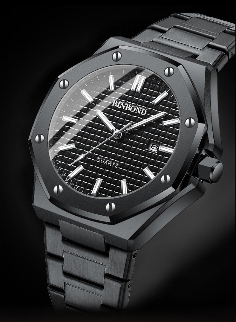 بينبوند ساعات رجالية كوارتز ساعة رجالية مقاومة للماء من الفولاذ المقاوم للصدأ ساعة رجالية كوارتز للأعمال - Image 3