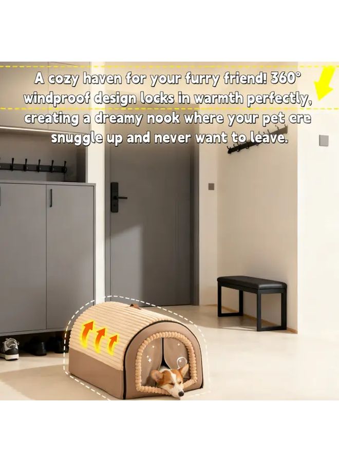 خيمة البسكويت الملون للحيوانات الأليفة، سرير للقطط والكلاب قابل للغسل، مقاس وسط، بني - Image 4