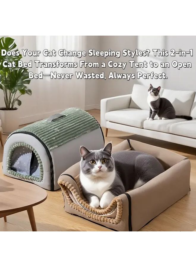 خيمة البسكويت الملون للحيوانات الأليفة، سرير للقطط والكلاب قابل للغسل، مقاس وسط، بني - Image 5