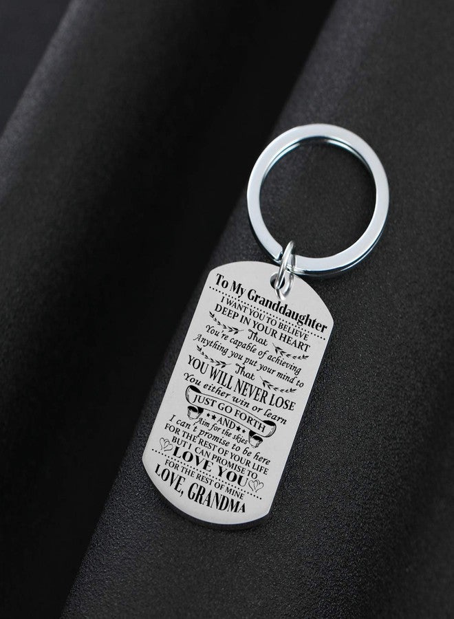 YeeQin Granddaughter Keychain Key Ring Believe Inspirational Gifts from Grandma Grandmother Birthday Graduation Christmas Gifts Jewelry Grandma To Granddaughter Gifts - Image 2