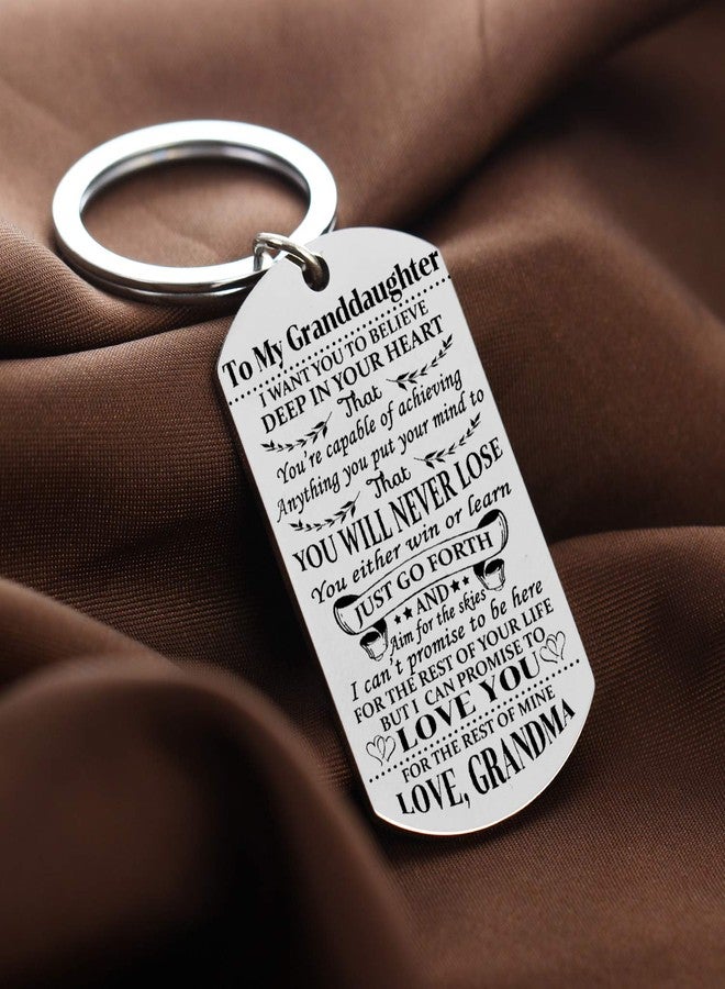 YeeQin Granddaughter Keychain Key Ring Believe Inspirational Gifts from Grandma Grandmother Birthday Graduation Christmas Gifts Jewelry Grandma To Granddaughter Gifts - Image 3